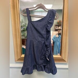 BDG Dark Blue Ruffle Mini Dress